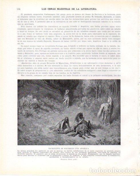 Postcards: LAMINA V34453: Sacripante es socorrido por Angelica por Gustavo Dore - Guillermo de Boladeres