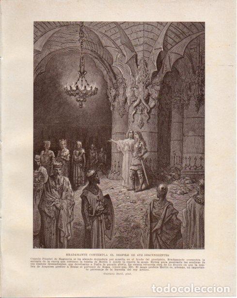 Postales: LAMINA V34457: Bradamante contempla el desfile de sus descendientes por Gustavo Dore - Guillermo de