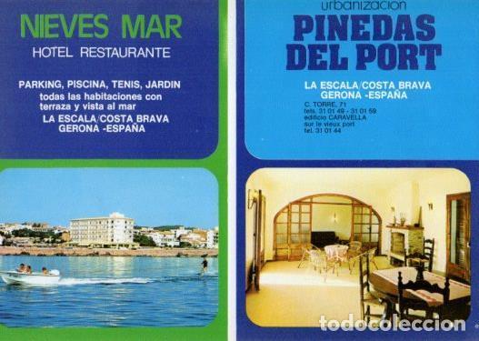 Cartes Postales: LAMINA V35573: Publicidad Hotel Nieves Mar y Urbanizacion Pinedas del Port en La Escala, Gerona - Va
