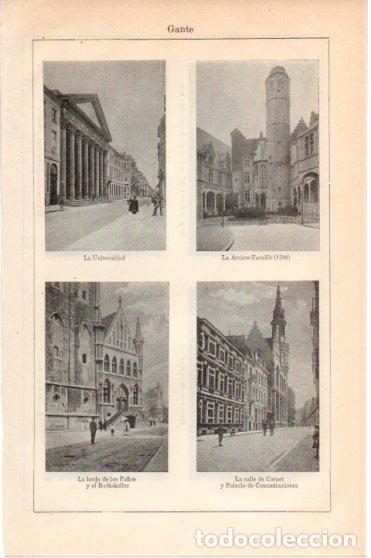 Cartoline: LAMINA V46256: Universidad, la lonja y calle Cornet en Gante, Belgica - Varios