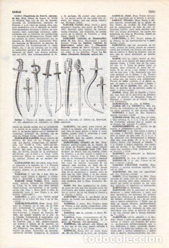 Postales: LAMINA V35888: Tipos de sables - Varios