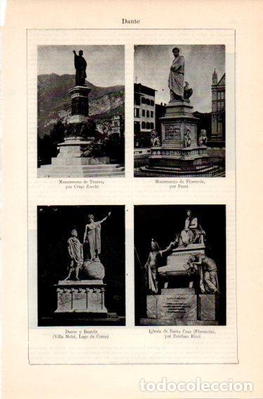 Postais: LAMINA V46881: Monumentos en honor a Dante - Varios