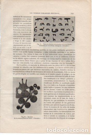 Postales: LAMINA V36996: Tipos de fibulas, Necropolis de Arcobriga - Antonio Ballesteros y Beretta