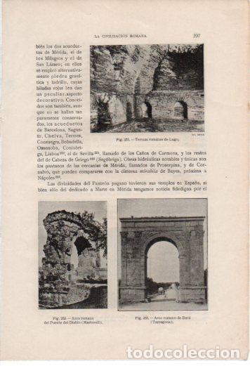 Cartoline: LAMINA V37068: Termas romanas de Lugo y Arco de Bara - Antonio Ballesteros y Beretta