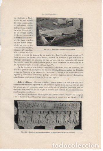 Postales: LAMINA V37076: Sarcofago cristiano de Ampurias - Antonio Ballesteros y Beretta