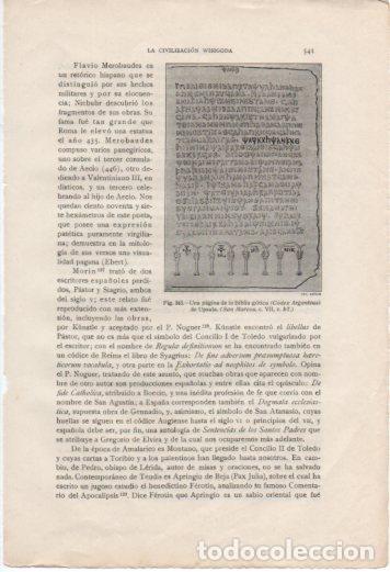 Postales: LAMINA V37106: Pagina de la Biblia gotica de Upsala - Antonio Ballesteros y Beretta