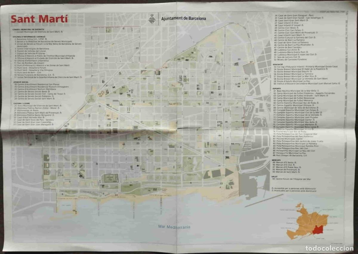 Postales: V48329: Plano del barrio de Sant Marti en Barcelona - NULL
