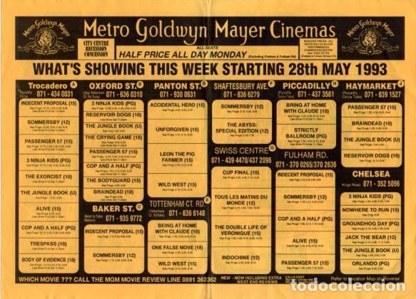 Postkarten: V48736: Programa Metro Goldwyn Mayer Cinemas 28 mayo 1993 en Londres - NULL