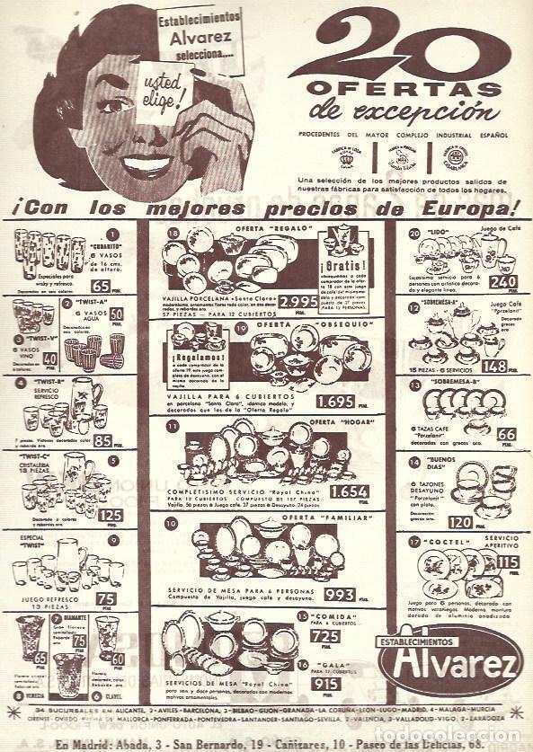 Postcards: LAMINA 35451: Publicidad de Establecimientos Alvarez de Madrid - VVAA