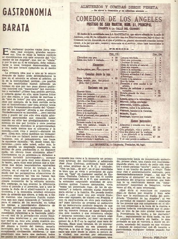 Postales: LAMINA 35450: Menu de El Comedor de los Angeles - VVAA