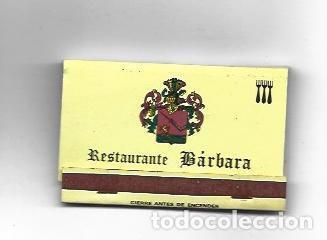 Postales: CAJA DE CERILLAS 41: Restaurante Barbara. Barcelona - NULL