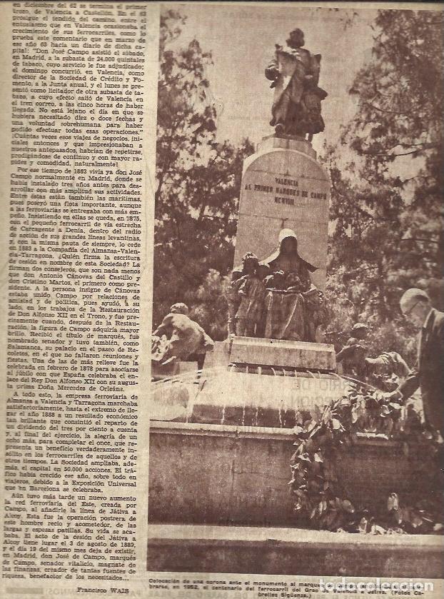 Postcards: LAMINA 35520: Monumento al Marques de Campo en Valencia - VVAA