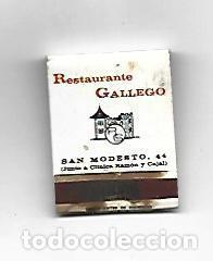Postales: CAJA DE CERILLAS 116: Restaurante Gallego. Madrid - NULL