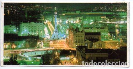 Postcards: V49487: Vista aerea nocturna del Puerto y la estatua de Colon en Barcelona - NULL