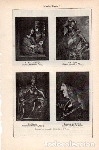 Postales: LAMINA V37256: Retratos del emperador Maximiliano de Austria - Varios