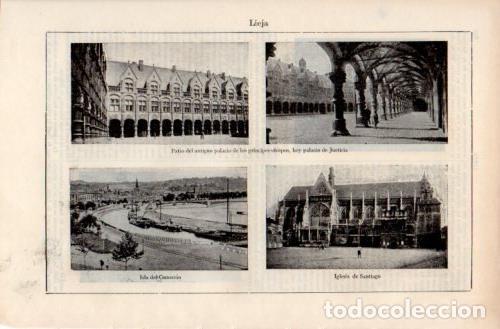 Postales: LAMINA V37937: Palacio de Justicia, iglesia de Santiago e Isla del Comercio en Lieja - Varios