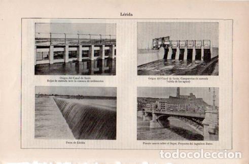 Postcards: LAMINA V37874: Canal de Seros y Puente sobre el Segre en Lerida o Lleida - Varios