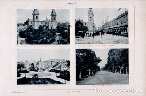 Postcards: LAMINA V37980: Plaza de Armas, Paseo Colon y Avd. del Jardin Zoologico en Lima - Varios