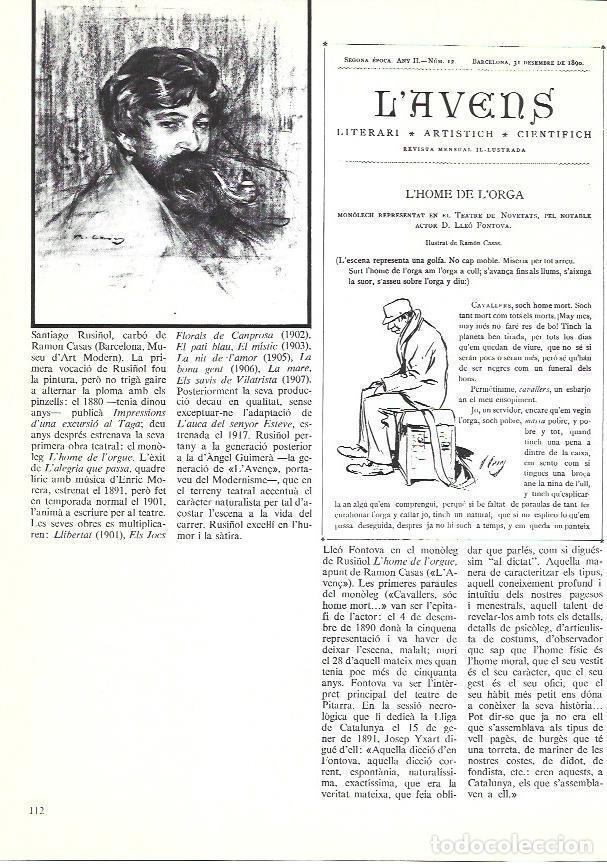 Postales: LAMINA 35927: Santiago Rusi&ntilde;ol, por Ramon Casas y portada de L'Aven&ccedil; - Edmon Valles