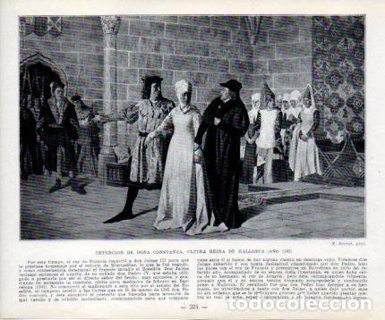 Postales: LAMINA V39076: Detencion de Do&ntilde;a Constanza ultima reina de Mallorca a&ntilde;o 1342 - Manuel Sandoval del R