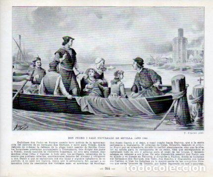 Postkarten: LAMINA V39086: Don Pedro I sale expulsado de Sevilla en 1366 por T. Argemi - Manuel Sandoval del Rio