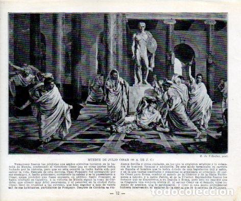 Postales: LAMINA V38940: Muerte de Julio Cesar por R. de Villodas - Manuel Sandoval del Rio