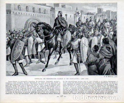 Postales: LAMINA V39017: Entrada de Berenguer Ramon II en Tarragona por Mencia - Manuel Sandoval del Rio