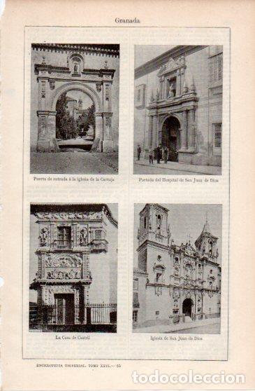 Postais: LAMINA V40053: Hospital San Juan de Dios, Casa de Castril e Iglesia de la Cartuja en Granada - Vario