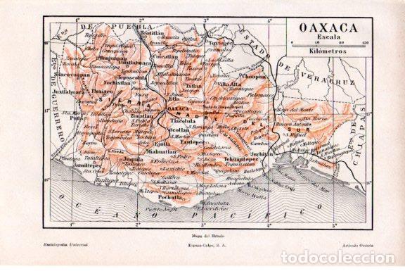 Postkarten: LAMINA V51711: Mapa de Oaxaca, Mejico - Varios.
