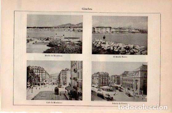 Postales: LAMINA V39926: Muelle, calle de Montblanc y Palacio de Correos en Ginebra - Varios