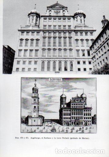 Postcards: LAMINA V41357: Augsburgo, el Rathaus y la torre Perlach grabado de Merian - Leonardo Benevolo