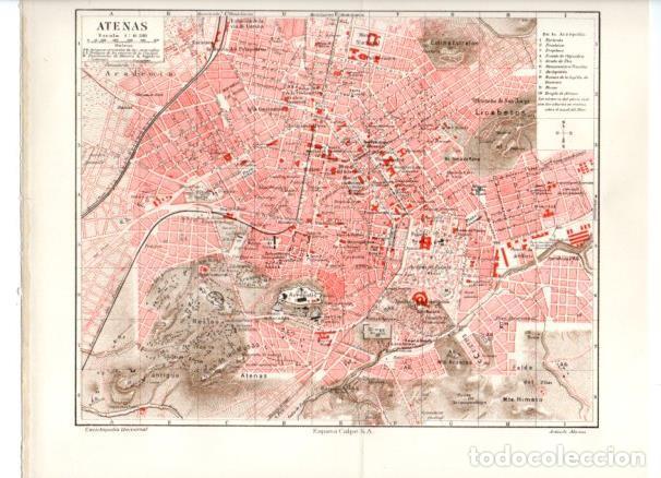 Postkarten: LAMINA ESPASA PV50954: Plano de Atenas - Varios
