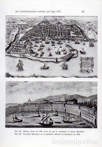 Postales: LAMINA V41372: Mesina, plano de 1567 y paseo Maritimo antes de 1783 - Leonardo Benevolo