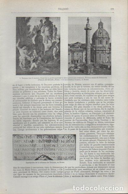 Postkarten: LAMINA ESPASA PV50698: Columna trajana en Roma e inscripcion - Varios