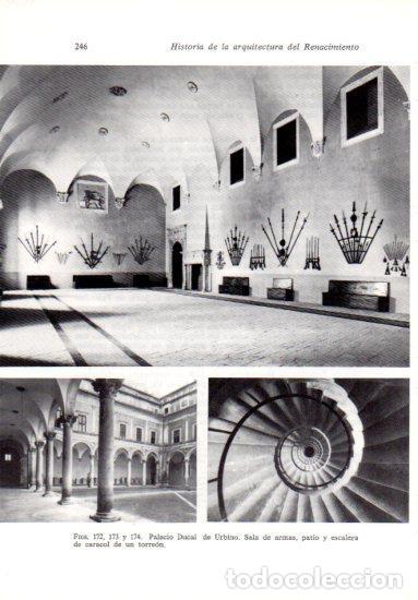 Postales: LAMINA V41236: Sala de armas, patio y escalera Palacio Ducal de Urbino - Leonardo Benevolo