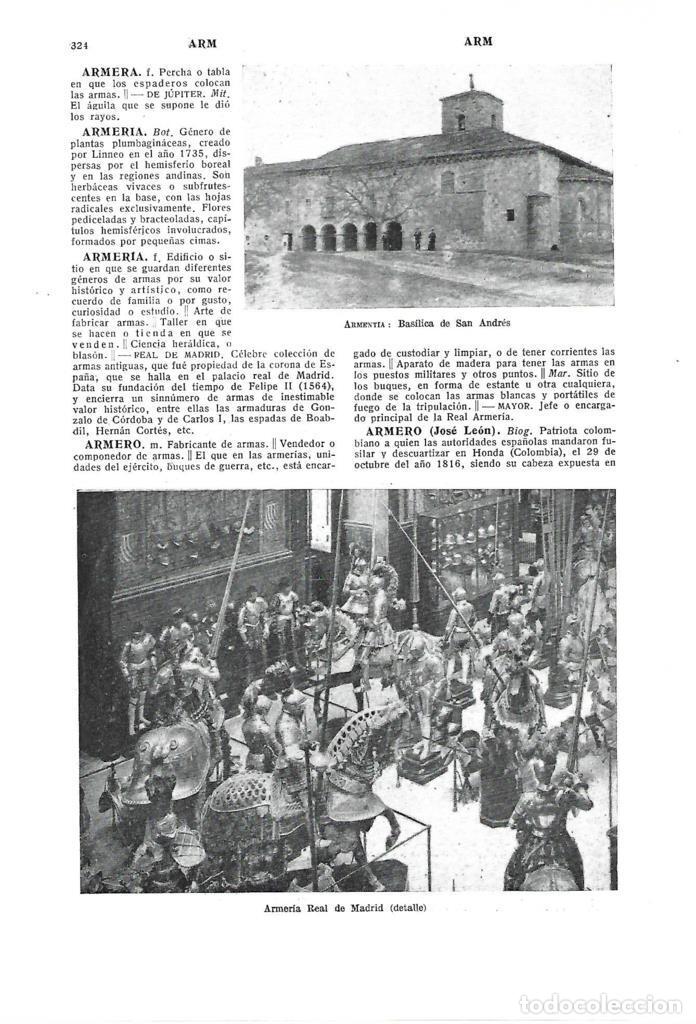 Postales: LAMINA ESPASA 40327: Armeria Real de Madrid y Basilica de San Andres en Armentia - Varios