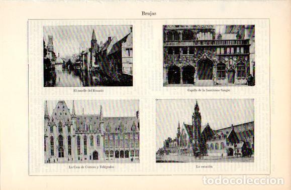 Postais: LAMINA V40799: Muelle, Correos y Telegrafos y Estacion en Brujas - Varios