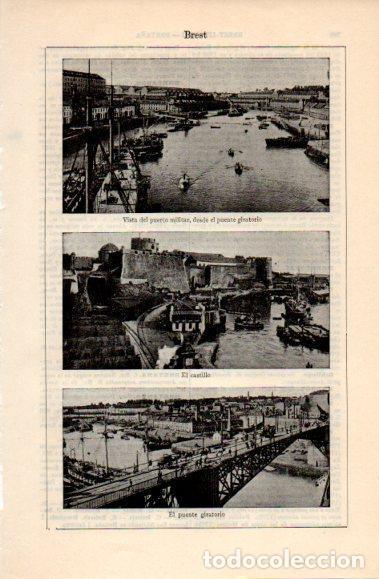 Postales: LAMINA V40752: Vistas de Brest, Francia - Varios