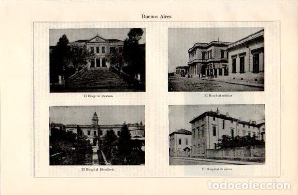 Cartes Postales: LAMINA V40859: Hospitales Rawson Militar Rivadavia y de ni&ntilde;os en Buenos Aires - Varios