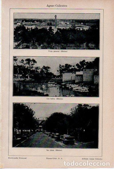 Postkarten: LAMINA ESPASA V52218: Vista, ba&ntilde;os y plaza de Aguas Calientes, Mejico - Varios