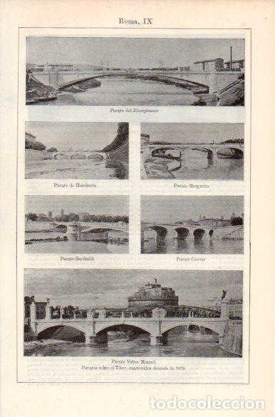 Postales: LAMINA V41721: Puentes sobre el Tiber en Roma - Varios
