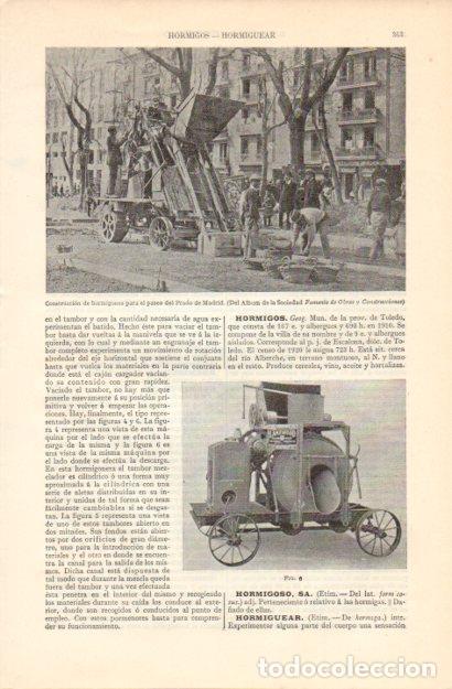 Postales: LAMINA V42929: Construccion de hormigones para el paseo del Prado de Madrid - Varios