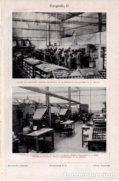 Cartes Postales: LAMINA V42677: Seccion de composicion en Talleres Espasa Calpe, Madrid - Varios