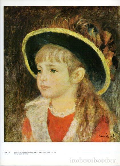 Postales: LAMINA V43252: Ni&ntilde;a con sombrero ribeteado por Renoir - NULL