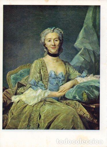 Cartes Postales: LAMINA V43068: Retrato de la se&ntilde;oa de Sorquanville por J. B. Perronneau - Germain Bazin