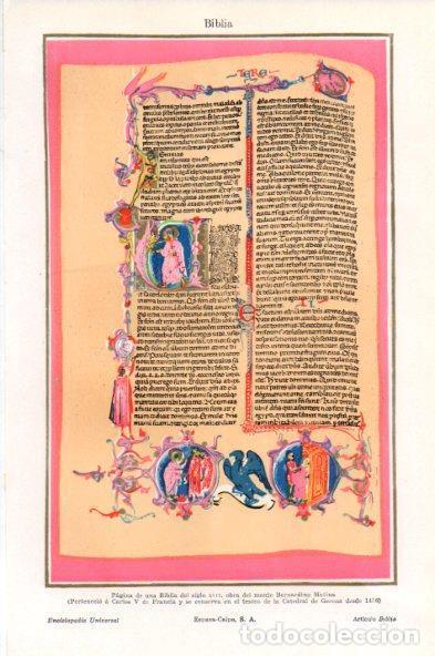 Postales: LAMINA V44045: Pagina de una Biblia del siglo XII de B. Mutina - Varios