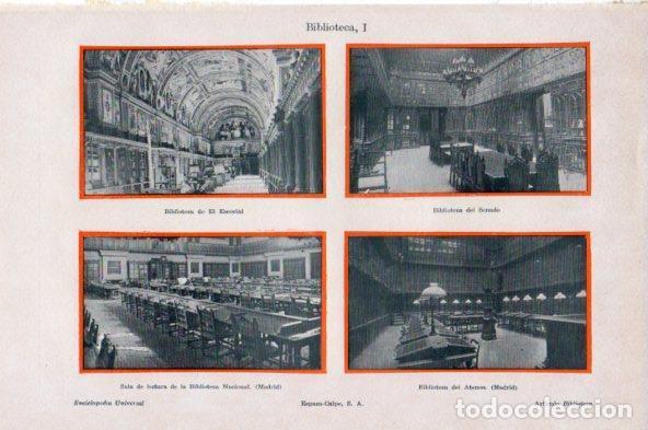 Postais: LAMINA V44055: Biblioteca del Escorial, Nacional de Madrid y Ateneo - Varios