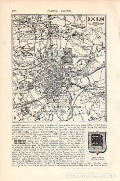 Postcards: LAMINA V44125: Plano y escudo de Bochum, Alemania - Varios