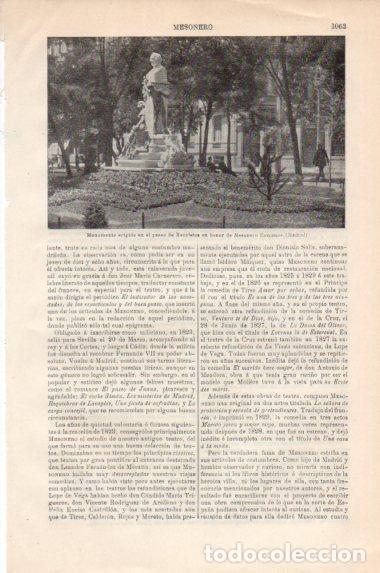 Postkarten: LAMINA V43909: Monumento a Mesonero Romanos en Paseo de Recoletos, Madrid - Varios