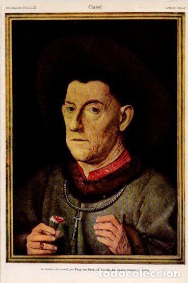 Postkarten: LAMINA V43657: El hombre del clavel por Van Eyck - Varios